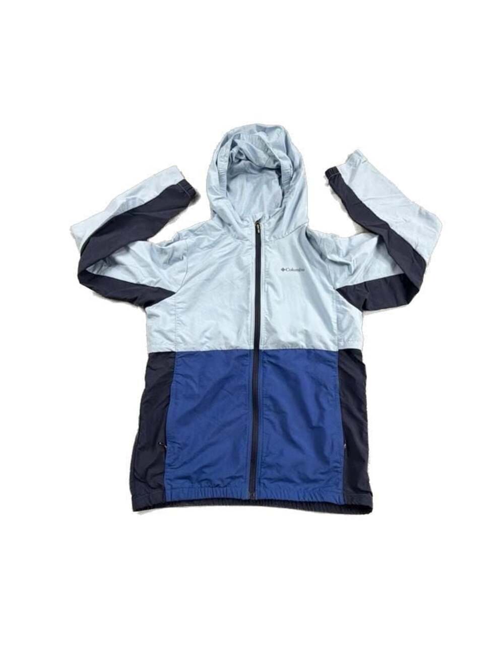 Columbia Boys' Flash Forward Windbreaker Jacket, Blue Colorblock, Size L (14/16)